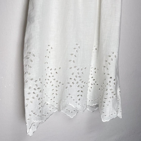 Ersilia Sz. S 100% linen handmade off the shoulder white lace and crochet dress - Picture 10 of 12